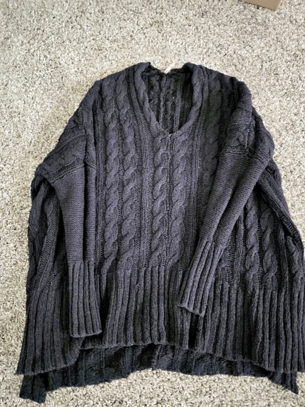 Free People Frankie Cable Sweater Black Small